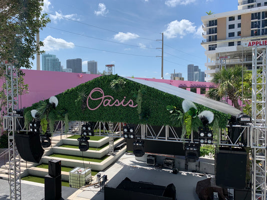 The Oasis Spotify Stage installation and photo moment wall