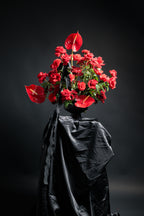 Red Anthurium & Roses Arrangement | Modern Floral Design