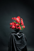 Red Anthurium & Roses Arrangement | Modern Floral Design