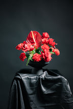 Red Anthurium & Roses Arrangement | Modern Floral Design