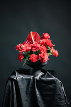 Red Anthurium & Roses Arrangement | Modern Floral Design