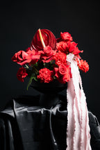 Red Anthurium & Roses Arrangement | Modern Floral Design