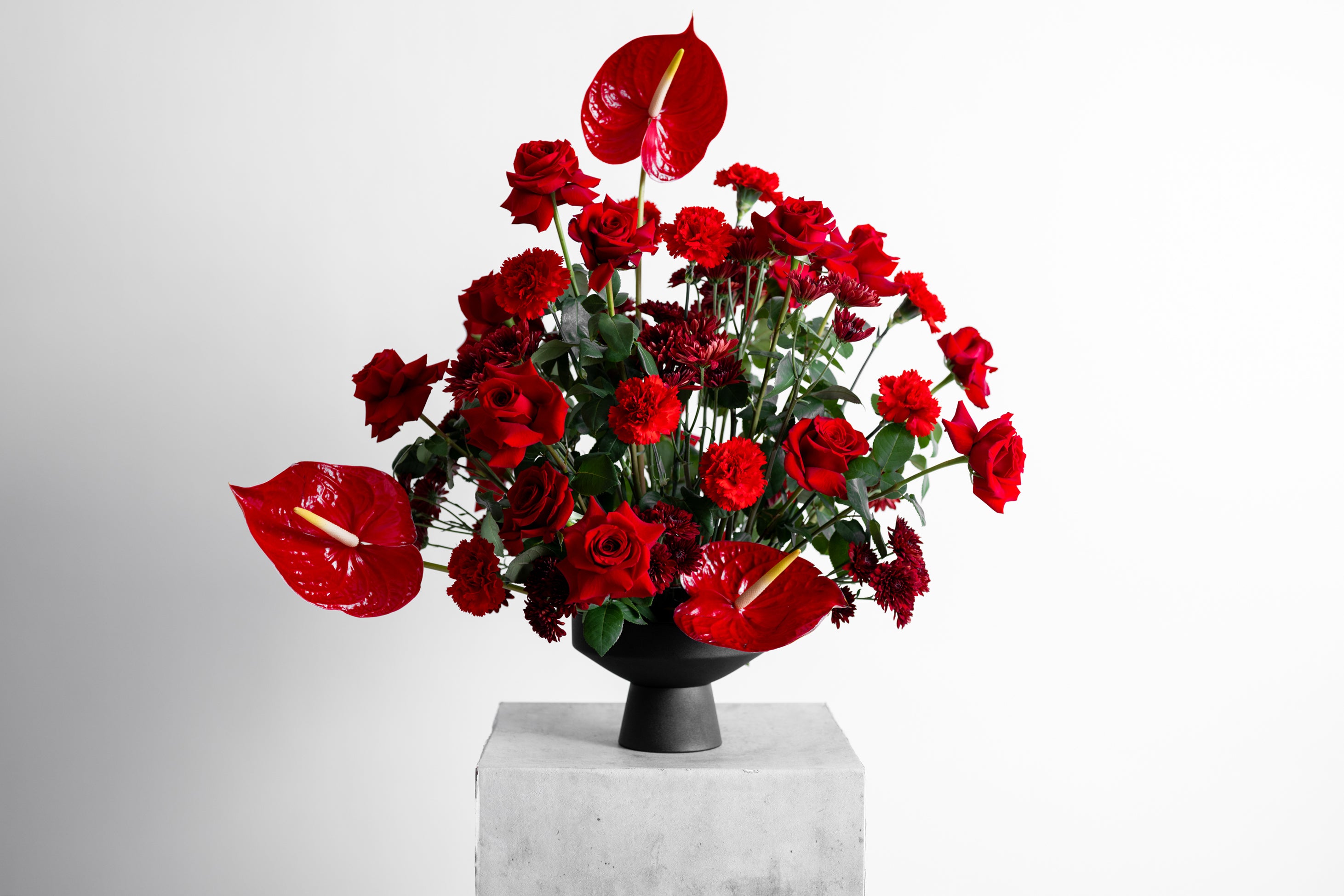 Red Anthurium & Roses Arrangement