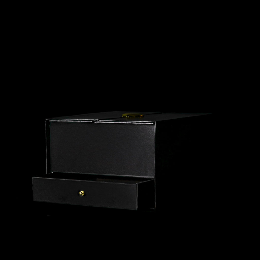Heart Lock Forever Rose Box with Gift Drawer - Black & White