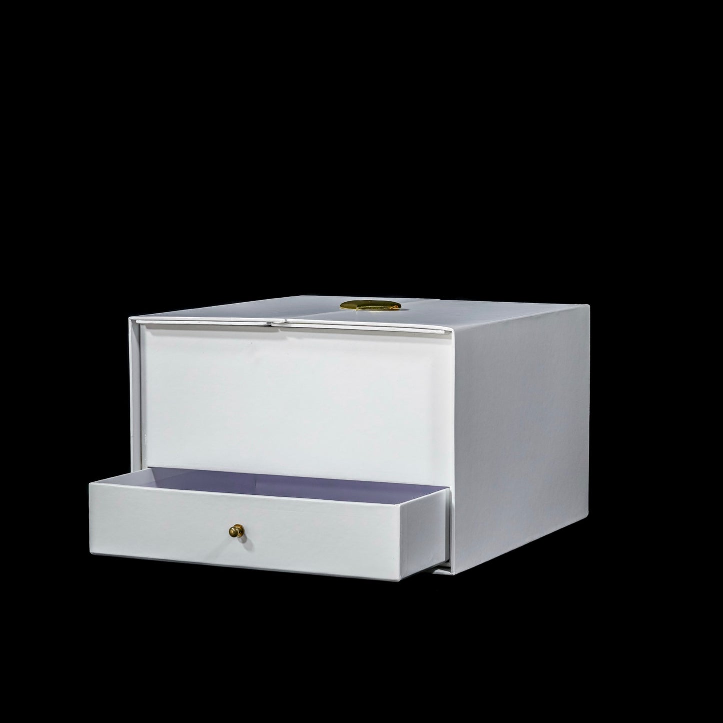Heart Lock Forever Rose Box with Gift Drawer - Black & White